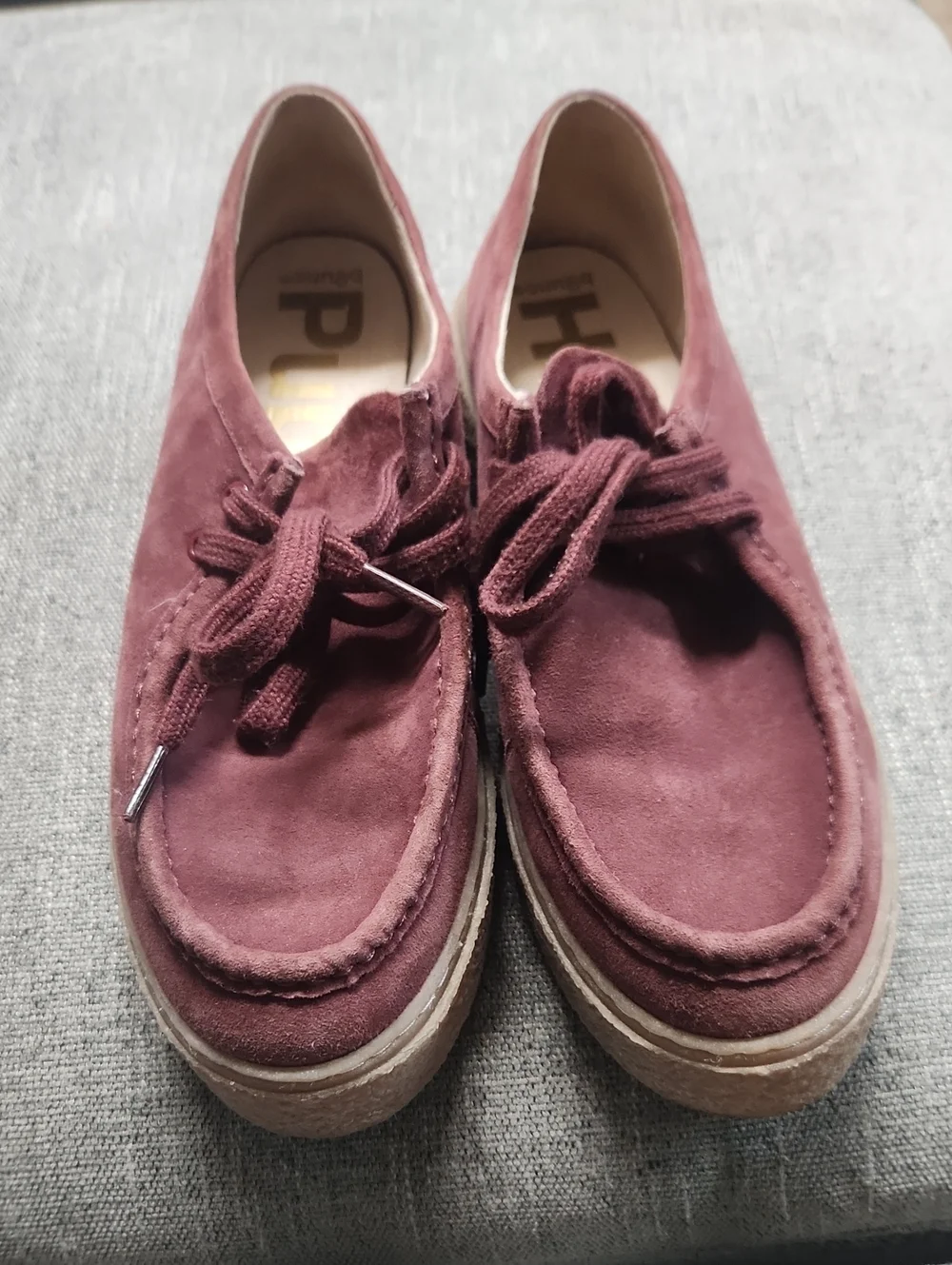 Hush Puppies Wine Suede Casual Lace-Up Platform Shoe Merlot Red 9.5